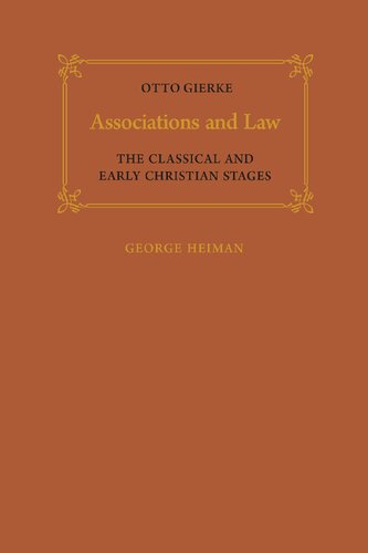 Associations and Law: The Classical and Early Christian Stages