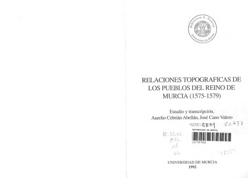 Relaciones topográficas de los pueblos del reino de Murcia (1575-1579)