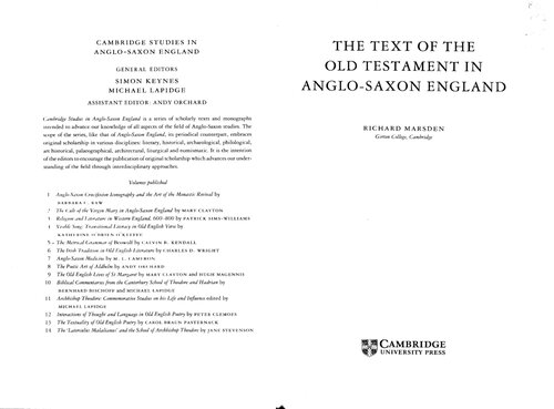 The Text of the Old Testament in Anglo-Saxon England