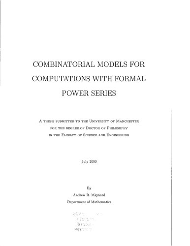 Combinatorial models for computations with formal power series