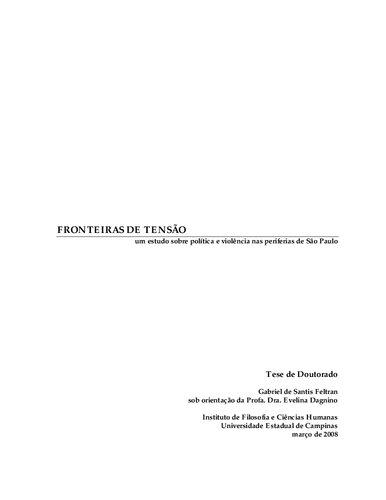 Fronteiras de Tensão: um estudo sobre política e violência nas periferias de São Paulo