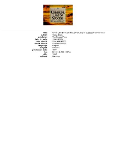 Brian Tracy Great Little Book on Universal Laws of Success Successories Career Press 1997