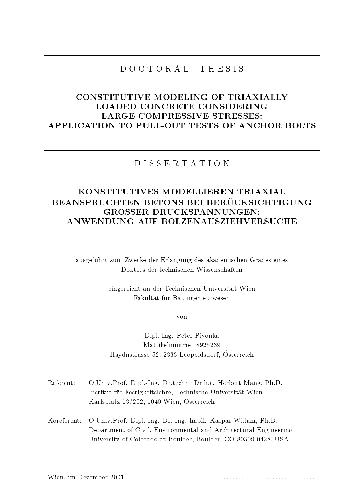 Constitutive Modeling of Triaxially Loaded Concrete Considering Large Compressive Stresses: Application of Pull-out Tests of Ahchor Bolts