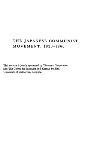 The Japanese Communist Movement, 1920-1966