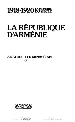 La République d'Arménie: 1918-1920