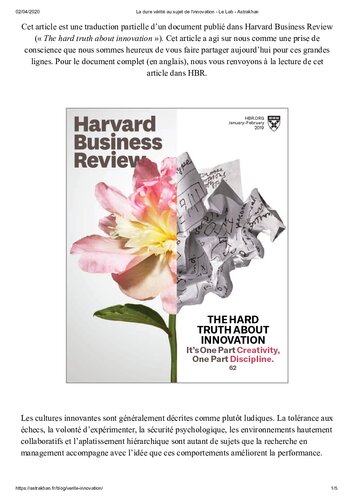 la dure véritée à propos de l'innovation