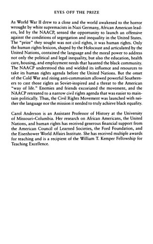 Eyes Off the Prize: The United Nations and the African American Struggle for Human Rights, 1944 1955