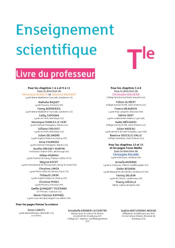 Enseignement scientifique Tle enseignant