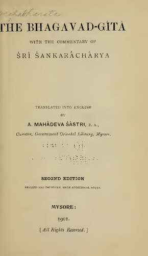 The Bhagavad-GT, with the Commentary of R Ankarchrya