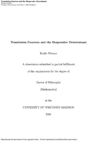 Translation Functors and the Shapovalov Determinant