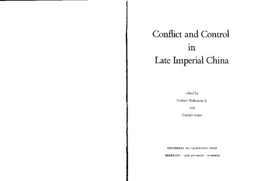 Conflict and Control in Late Imperial China