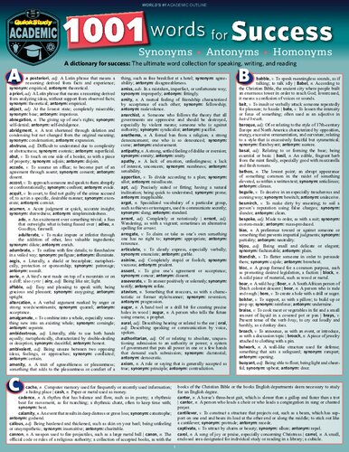 1001 Words for Success: Synonyms, Antonyms & Homonyms: a QuickStudy Digital Reference Guide