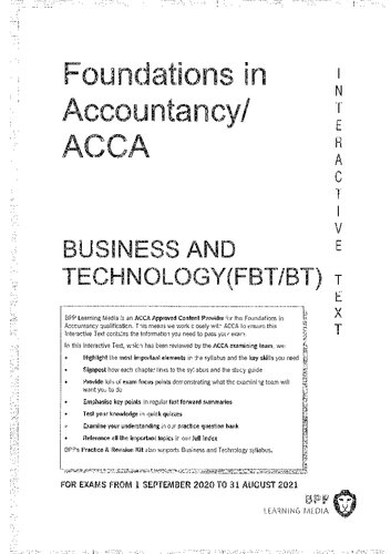 ACCA FBT （FA） 2021