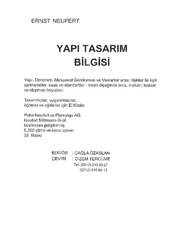 Neufert Yapı Tasarım Bilgisi