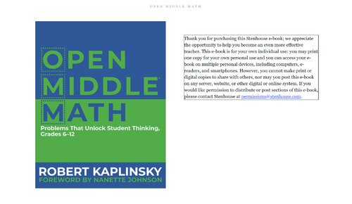 Open Middle Math: Problems That Unlock Student Thinking, 6-12
