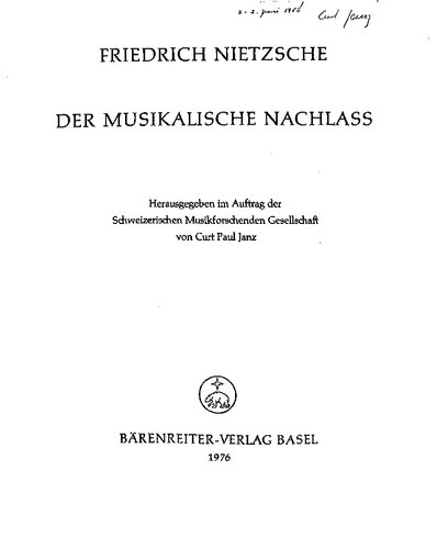 Der musikalische Nachlaß - Partituren und Bericht