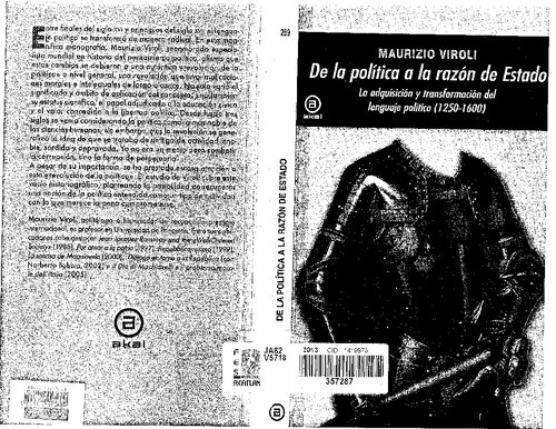 De la Política a la razón de Estado. La adquisición y transformación del lenguaje político (1250-1600)
