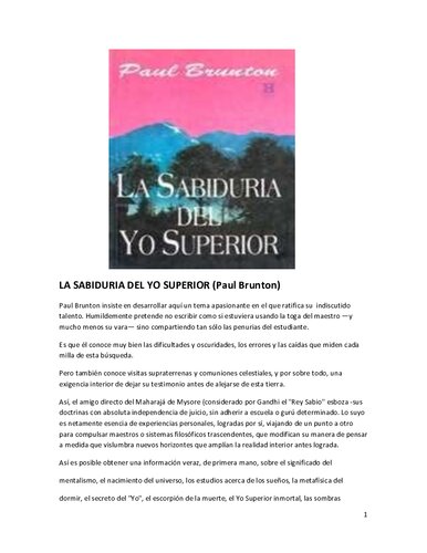 La Sabiduria Del Yo Superior