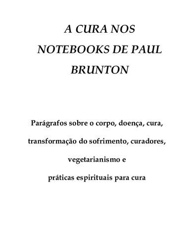 A Cura Nos Notebooks De Paul Brunton