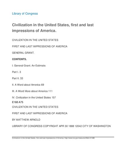 Civilization in the United States : first and last impressions of America
