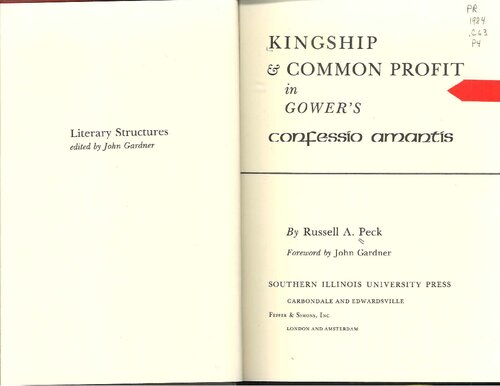 Kingship & common profit in Gower's Confessio amantis