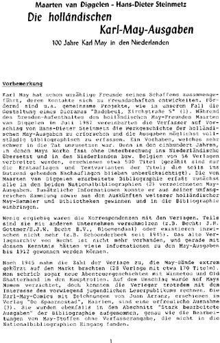 Die holländischen Karl-May-Ausgaben. 100 Jahre Karl May in den Niederlanden Mit 20 Seiten Abbildungen und Bibliographie