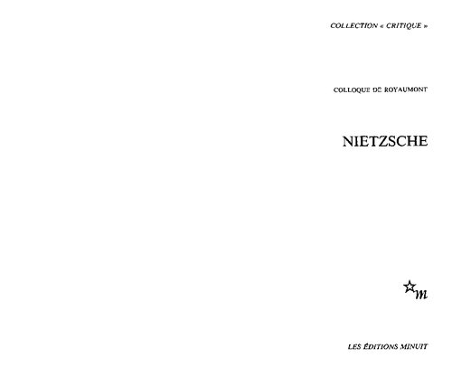 Cahiers de Royaumont. Nietzsche