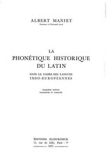 La phonétique historique du latin