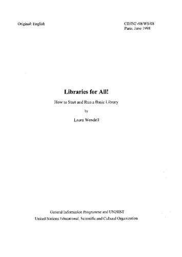 Libraries For All! How to Start and Run a Basic Library