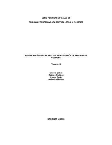 Metodología para el análisis de la gestión de programas sociales (Volumen 2)