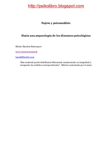 Sujeto y Psicoanálisis