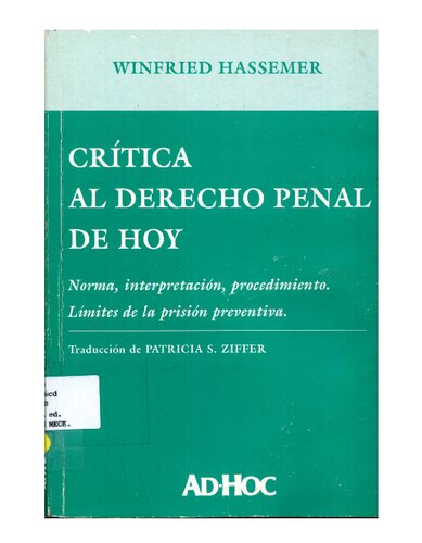 Critica al Derecho Penal de Hoy
