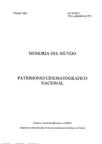 Memoria Del Mundo - Patrimonio Cinematografico Nacional