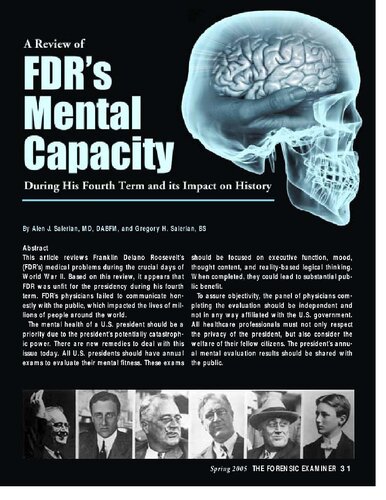 A Review of FDR's Mental Capacity During His Fourth Term and its Impact on History
