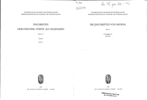 Die Inschriften von Smyrna, Bonn