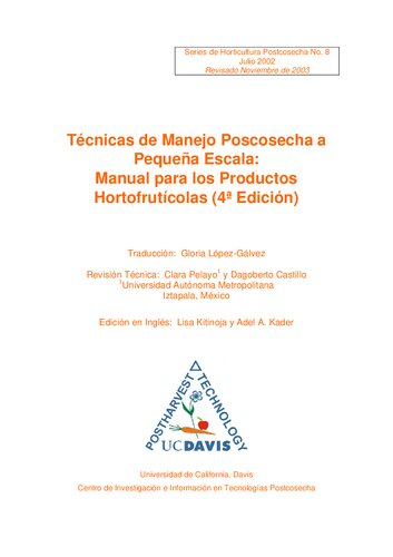 Técnicas de Manejo Poscosecha a Pequeña Escala: Manual para los Productos Hortofrutícolas