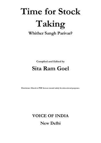 Time for Stock Taking : Whither Sangh Parivar?