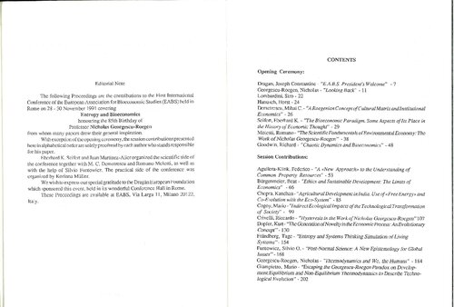 Entropy and Bioeconomics: Proceedings, first International Conference of the E.A.B.S., Rome 28-30 November 1991 (partial papers uploaded only)