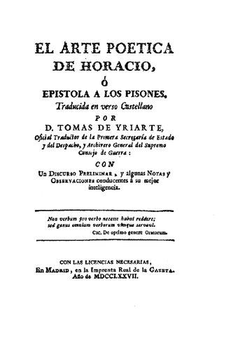 Arte Poetica O Epistola A Los Pisones
