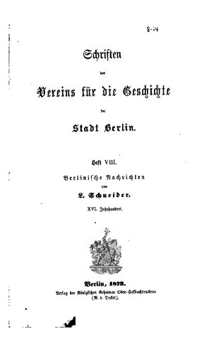 erlinische Nachrichten. XVI. Jahrhundert