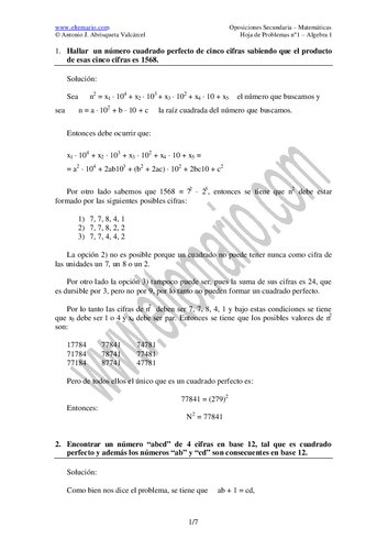Oposiciones Secundaria Matematicas (Problemas)