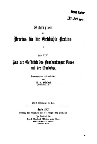Aus der Geschichte des Brandenburger Tores und der Quadriga