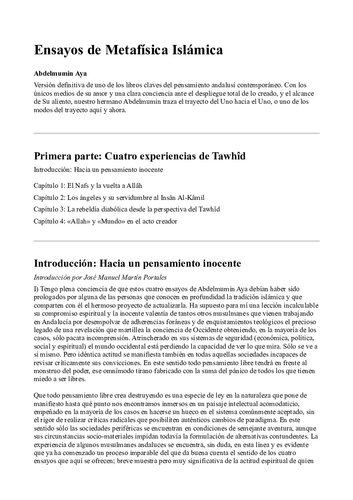Ensayos De Metafisica Islamica