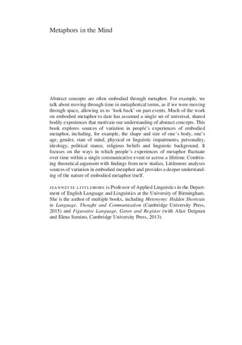 Metaphors in the Mind: Sources of Variation in Embodied Metaphor