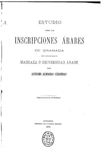 Estudio Sobre Las Inscripciones Arabes De Granada (1879)