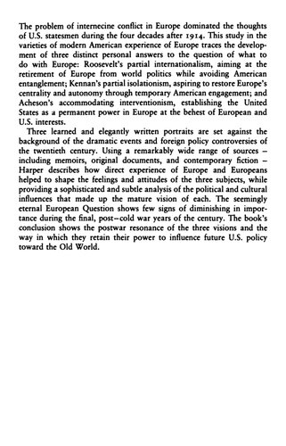 American Visions of Europe: Franklin D. Roosevelt, George F. Kennan, and Dean G. Acheson