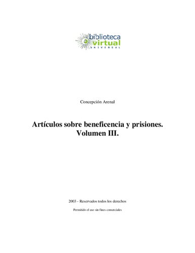 Articulos Sobre Beneficencia Y Prisiones