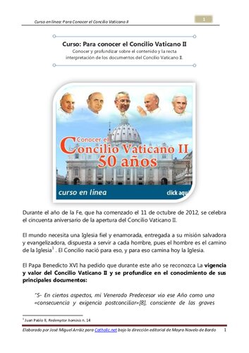 Curso Para Conocer El Concilio Vaticano II