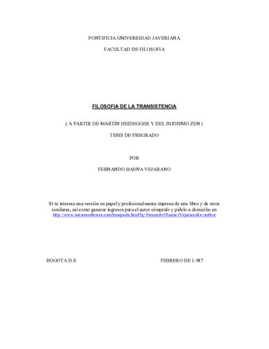 Filosofia De La Transistencia