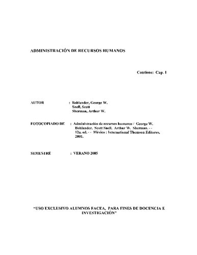 Administracion De Recursos Humanos